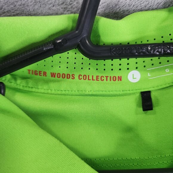 Men's Green Nike Tiger Woods Collection Polo Shirt Dri Fit Short Sleeve Size L - Picture 7 of 12
